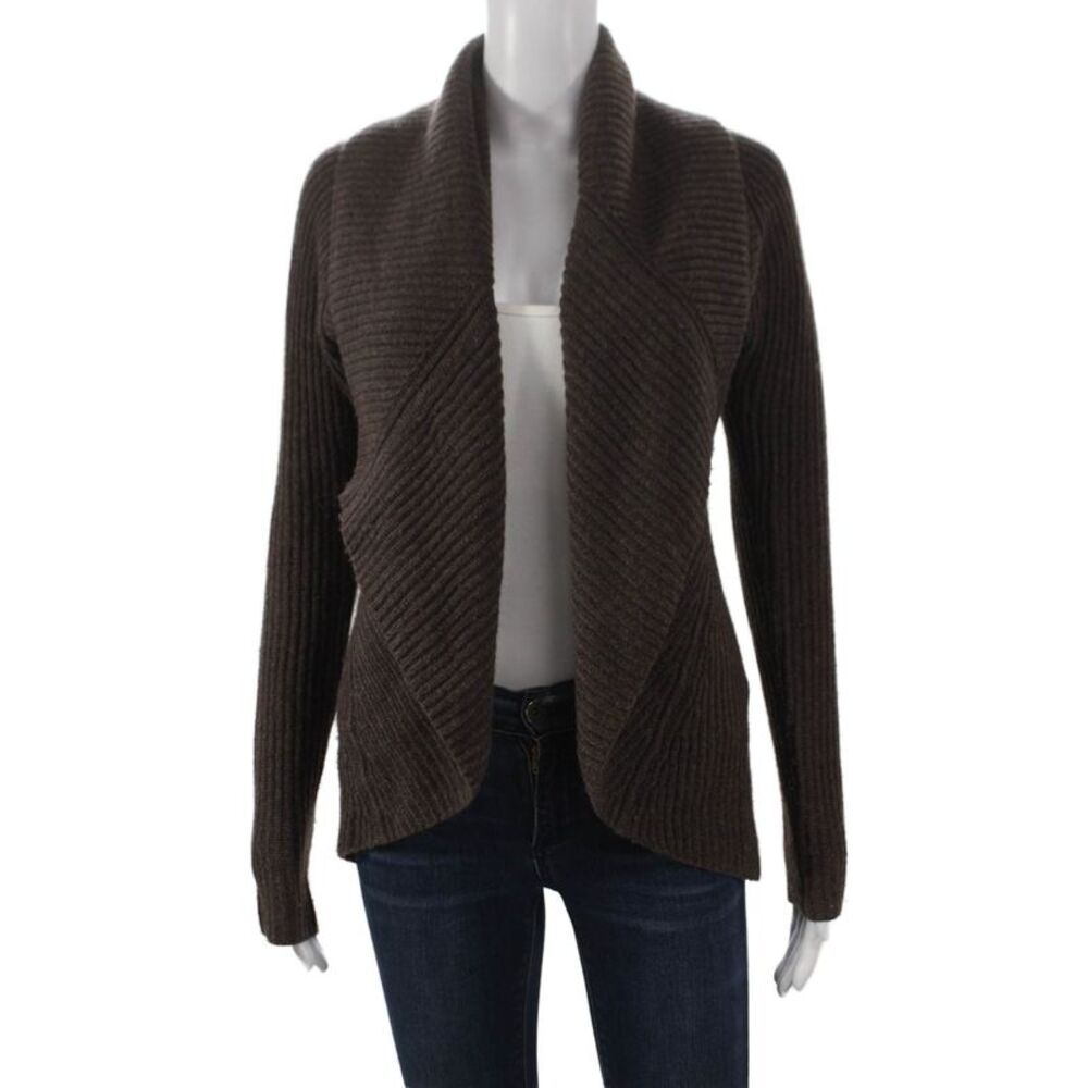 Kinross Cashmere Womens Brown Cashmere Collared Cardigan Size XS